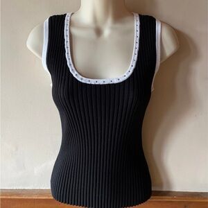Willi Smith Black and White Ribbed Tank Top